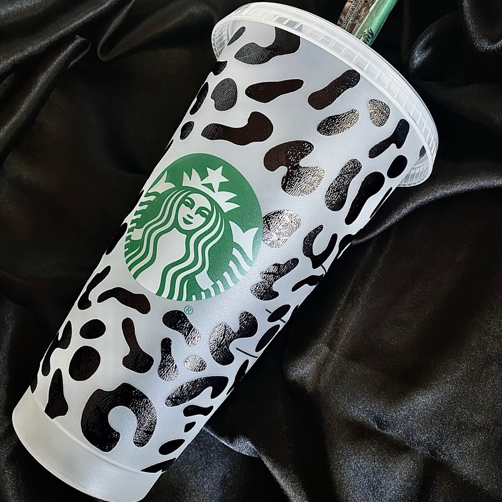 Black Starbucks Leopard Print Tumbler